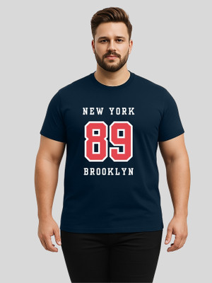 KART BLACK Solid Men Round Neck Navy Blue T-Shirt