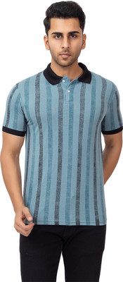 EMERALD APPAREL TRADING Printed Men Polo Neck Dark Blue T-Shirt