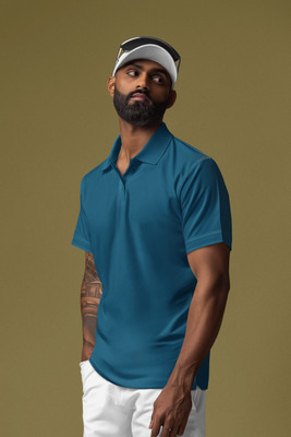 WardrobeChoice Solid Men Crew Neck Light Blue T-Shirt