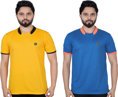 La Milano Solid Men Round Neck Blue T-Shirt