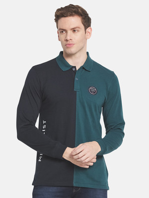 METTLE Typography Men Polo Neck Dark Green T-Shirt