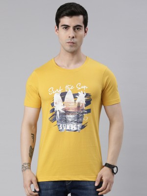 Dixcy Scott Originals Printed, Typography Men Round Neck Yellow T-Shirt