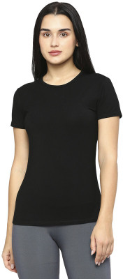 Laasa Sports Solid Women Round Neck Reversible Black T-Shirt