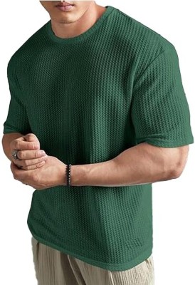 NetClick Solid Men Round Neck Green T-Shirt