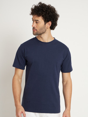 Endeavour Wear Solid Men Round Neck Dark Blue T-Shirt