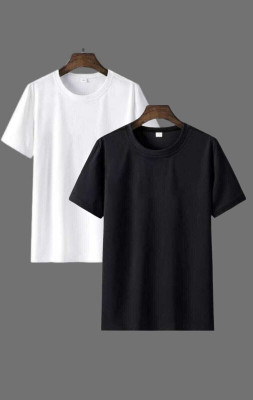 Pachirisu Sporty Men Round Neck Black, White T-Shirt