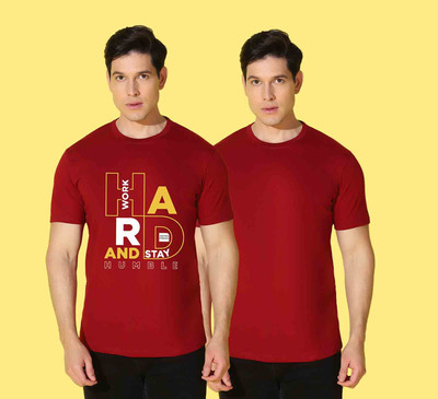 WOOSTRO Solid Men Round Neck Multicolor T-Shirt