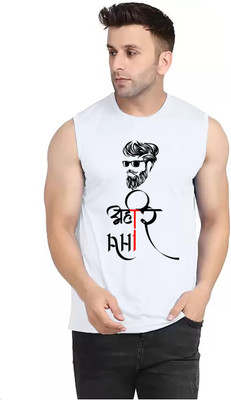 Think Tech Printed, Typography Men Round Neck Reversible White T-Shirt