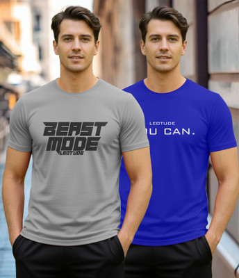 Leotude Printed Men Round Neck Multicolor T-Shirt