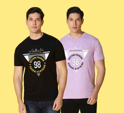 WOOSTRO Printed Men Round Neck Multicolor T-Shirt
