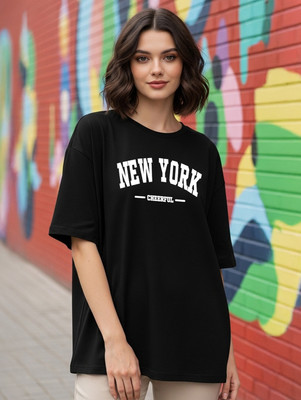 Manlino Graphic Print Women Round Neck Black T-Shirt