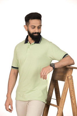 Lynx Solid Men Polo Neck Light Green T-Shirt