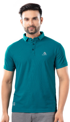 ANSPOT Solid Men Polo Neck Green T-Shirt
