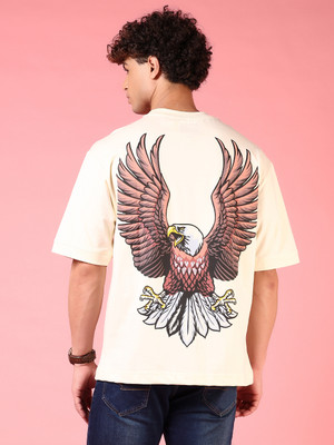 V-MART Printed Men Round Neck White T-Shirt