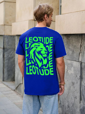 JUST ROAR Printed Men Round Neck Blue T-Shirt