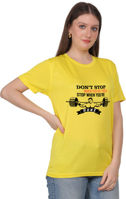 neeraj internationals Printed Women Round Neck Yellow T-Shirt