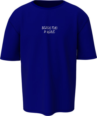 Hello Swanky Printed Men Round Neck Blue T-Shirt