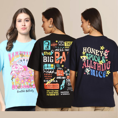 Mast & Harbour Printed Women Round Neck Multicolor T-Shirt