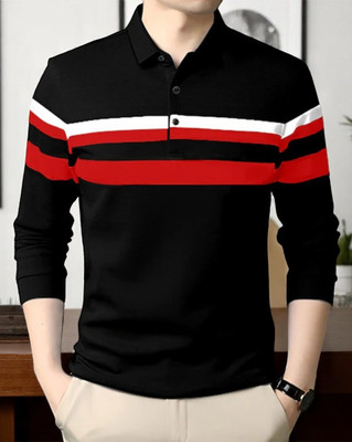 Autna Printed Men Polo Neck Black T-Shirt