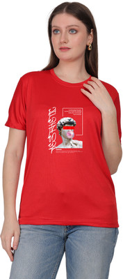 POONAMTRADERS Graphic Print Women Round Neck Red T-Shirt