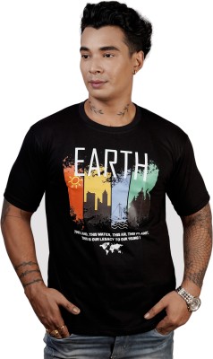 BOLDSTITCH Printed Men Round Neck Black T-Shirt