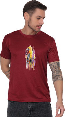 Swagry Graphic Print Men Round Neck Maroon T-Shirt