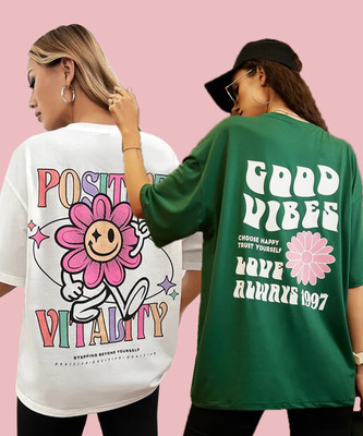 Christy World Printed Women Round Neck Multicolor T-Shirt