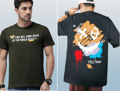 stylesmyth Printed Men Round Neck Multicolor T-Shirt
