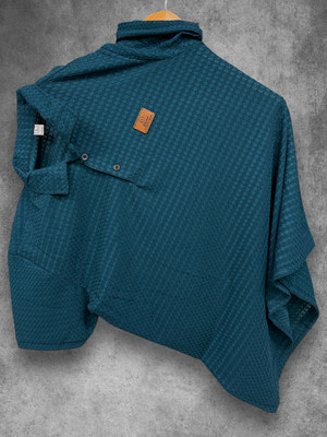 JINIK Self Design Men Polo Neck Blue T-Shirt