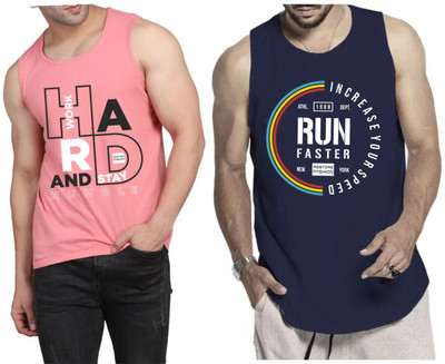 Restore Printed Men Scoop Neck Pink, Blue, Multicolor T-Shirt