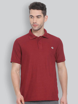 Lux Nitro Solid Men Polo Neck Maroon T-Shirt