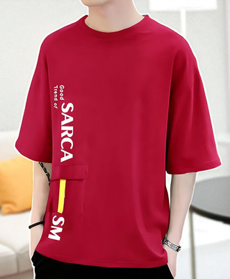 FASHIUM Typography Men Round Neck Red T-Shirt