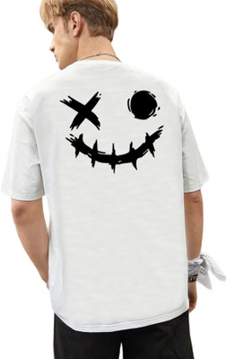 Tabadtod Printed Men Round Neck Reversible White T-Shirt