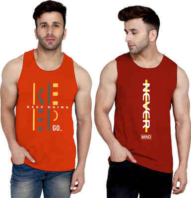 SLOWLORIS Printed Men Round Neck Red, Maroon T-Shirt