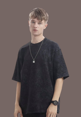tyt Tie & Dye Men Round Neck Black T-Shirt