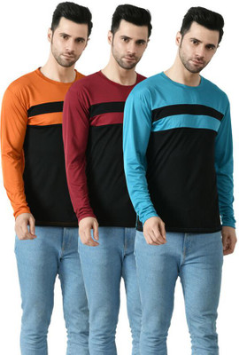 Dam Colorblock Men Round Neck Multicolor T-Shirt
