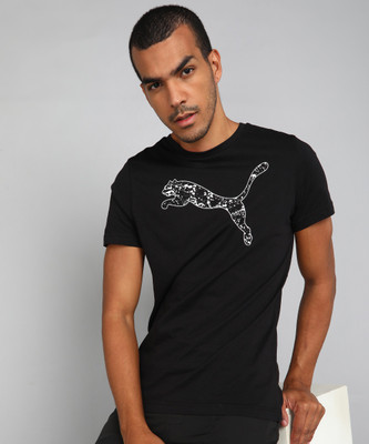 PUMA Printed Men Round Neck Black T-Shirt