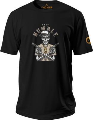Enciger Graphic Print Men Round Neck Black T-Shirt