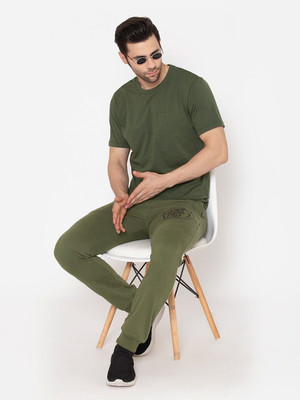 OrrganicChics Solid Men Round Neck Green T-Shirt