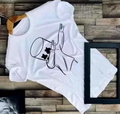 emutz Printed Men Round Neck White T-Shirt