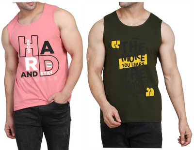 Restore Printed Men Scoop Neck Pink, Dark Green, Multicolor T-Shirt