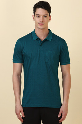 Allen Solly Printed Men Polo Neck Blue T-Shirt