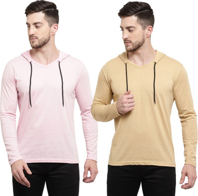 Tresna Trendy Solid Men Hooded Neck Multicolor T-Shirt