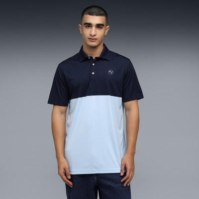 PUMA Colorblock Men Polo Neck Blue T-Shirt