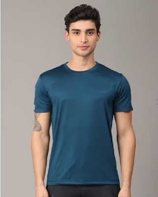 ZubyDuby Solid Men Round Neck Blue T-Shirt