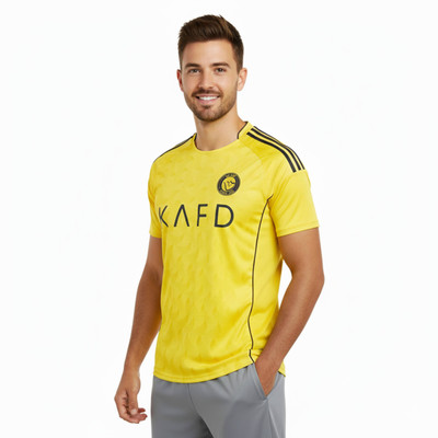 Thiva Printed Men V Neck Yellow T-Shirt