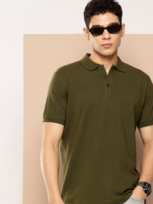 INVICTUS Self Design Men Polo Neck Green T-Shirt