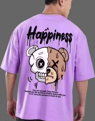 KAWACHINE Graphic Print Men Round Neck Purple T-Shirt