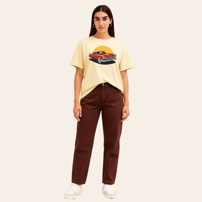 Peach Blossom Self Design Women Round Neck Grey T-Shirt