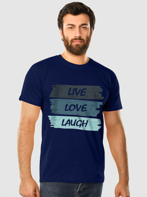 saira garments Printed Men Round Neck Navy Blue T-Shirt